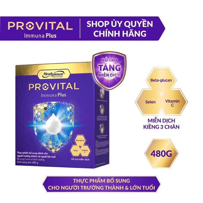 Sữa bột provital immuna Plus hộp 480g - bổ sung dinh dưỡng và canxi GIÁ KM SỐ LƯỢNG CÓ HẠN DATE T12/2023