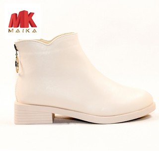 Boot Nữ Đế Bằng Cao 3cm Cổ Ngắn S127 Kem MK MAIKA