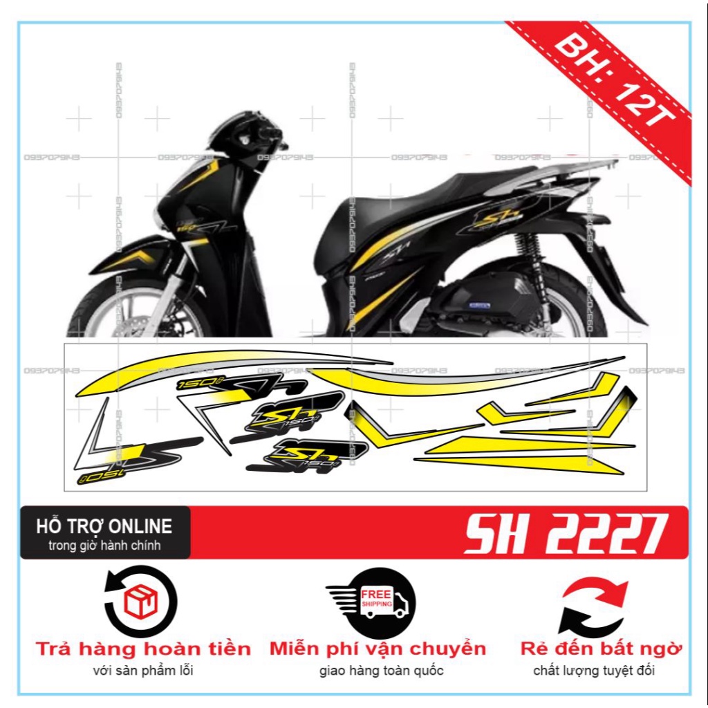 TEM XE SH 2020 VÀNG ĐEN -- SHIN DECAL 2