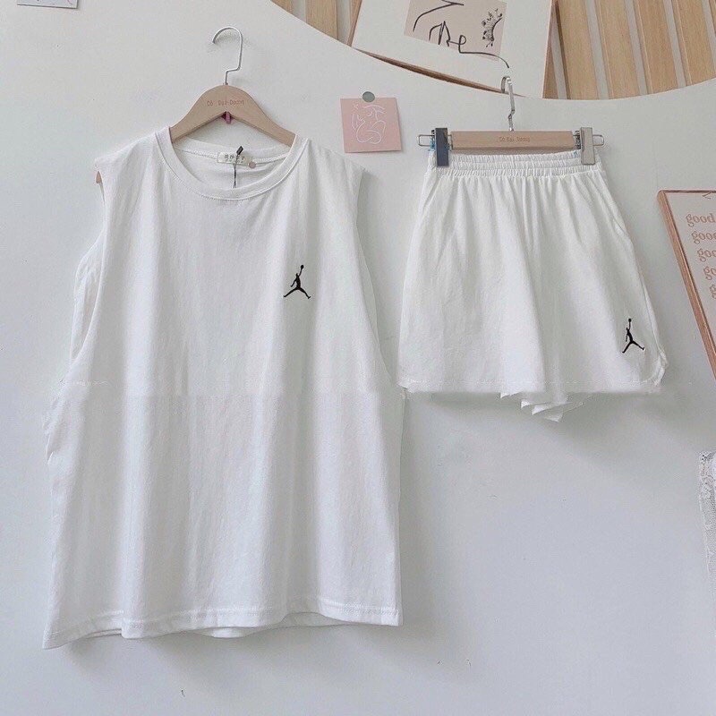[Ảnh thật/Video/Sẵn]Set TANKTOP thêu logo ngươi chất cotton siêu đẹp