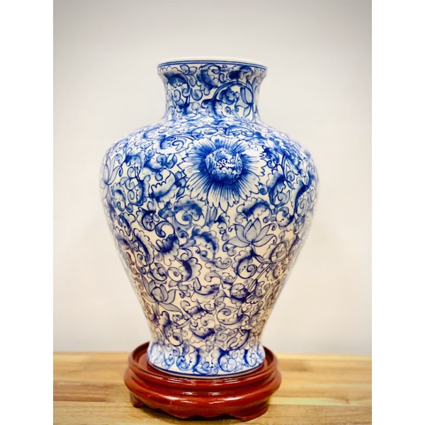 Bình Hoa Vẽ tay Men Lam H33cm Bát Tràng