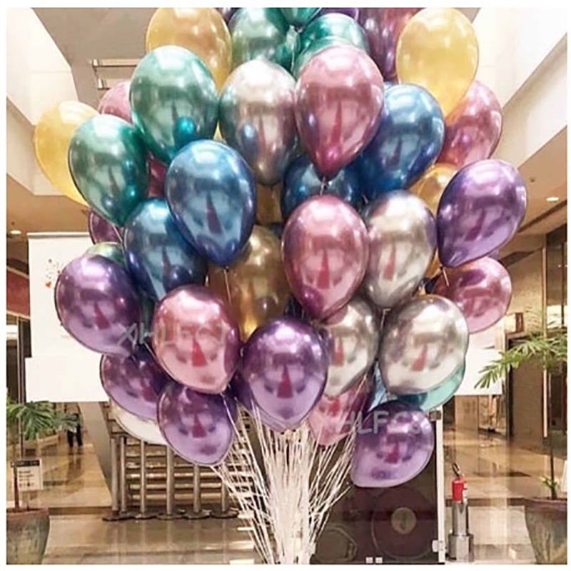 Set 10 Bong Bóng Kim Loại 12 Inch Trang Trí Đa Năng