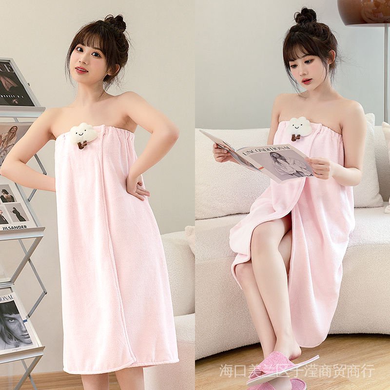 New Stock Japanese Cartoon Bathing Skirt for Household Women Wearable Wrappable Towel for Bathing, Absorbent and Quick Drying Dressing Style Bathrobe for Adults Bathing Towel