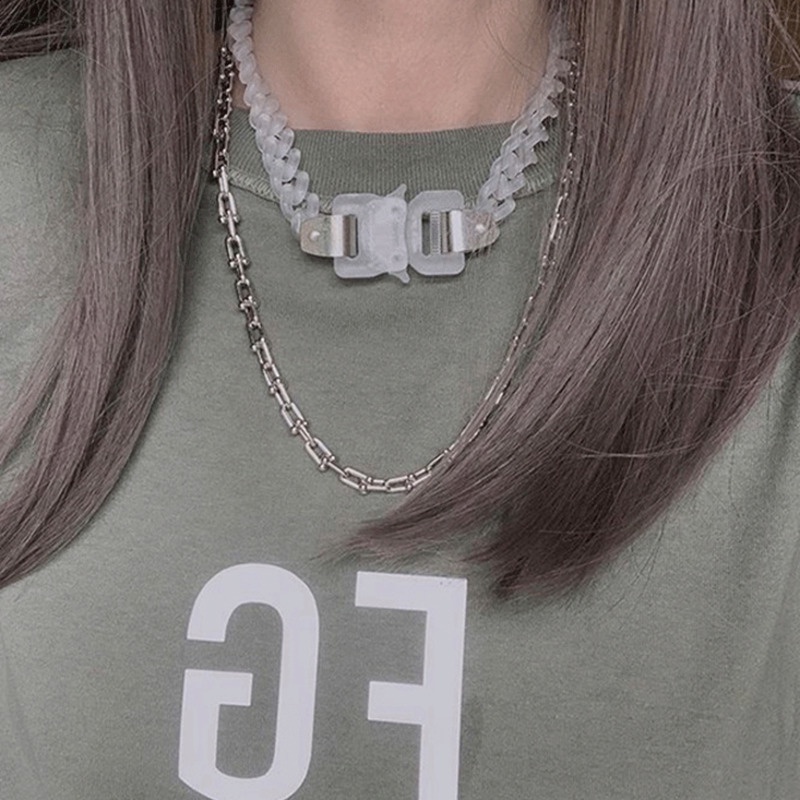 Vòng Cổ Nhựa PVC Trong Suốt Đa Năng Phong Cách Hiphop Đường Phố Cho Nam Nữ