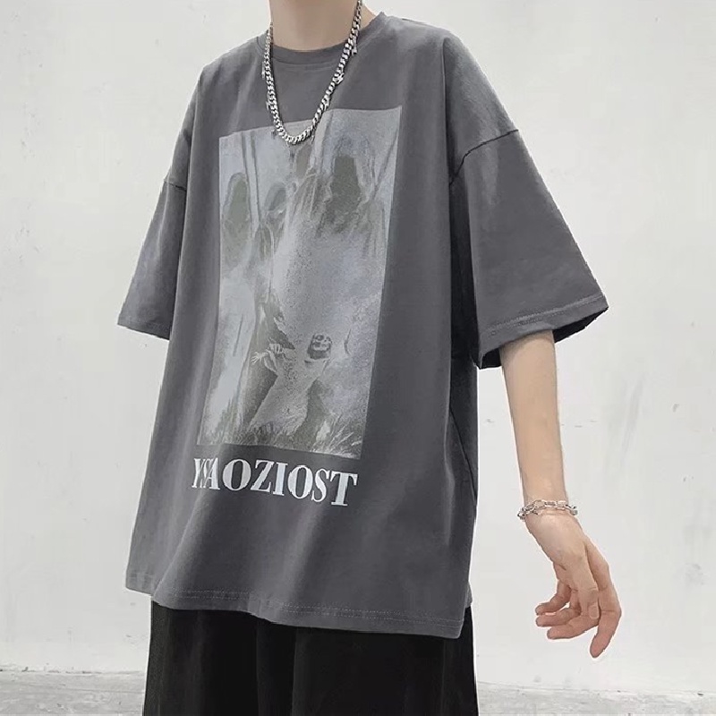 Áo Thun Tay Ngắn Dáng Rộng In Chữ Thời Trang Mùa Hè Cho Nam Và Nữ Size M-8XL