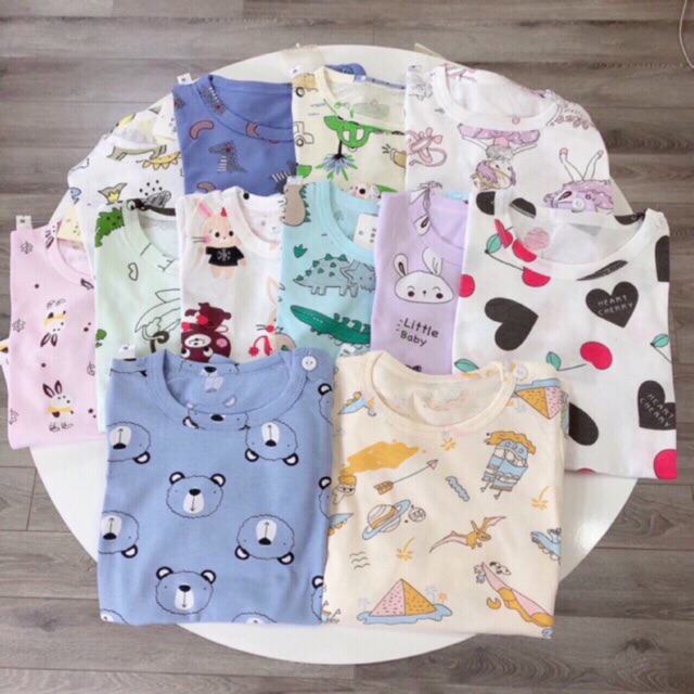 Bộ cộc tay cotton hàng quảng châu nhiều hoạ tiết