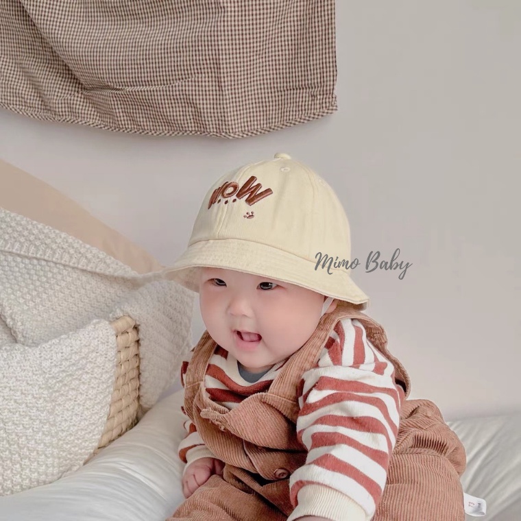 Mũ nón tai bèo, mũ bucket họa tiết chữ WOW dễ thương cho bé MH134 Mimo Baby
