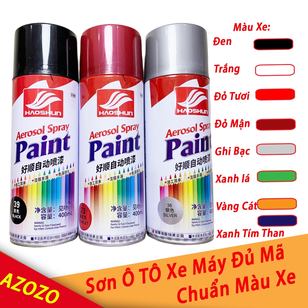 [ Màu Chuẩn ] Sơn Xịt Tay Ô tô Xe Máy Cao Cấp - Siêu Bóng, Mịn, Bám Dính Tốt - Sơn Xe Ô Tô Chuyên Dụng Chuẩn Màu HAOSHUN