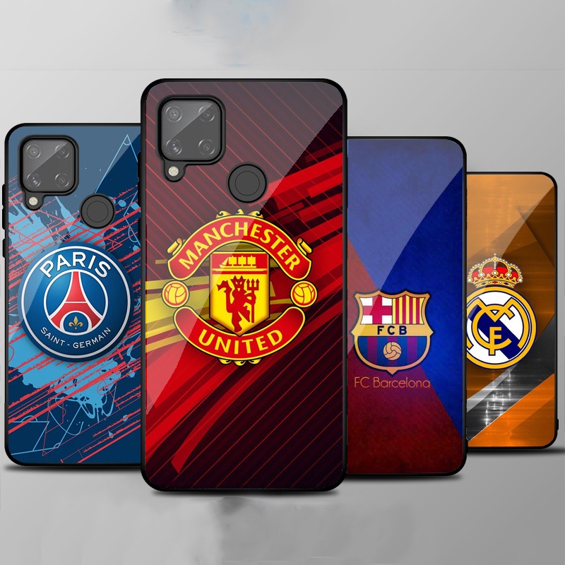 Ốp Lưng REALME C12, C15, C25, C25S mặt kính cường lực cao cấp In hình Câu Lạc Bộ Bóng Đá