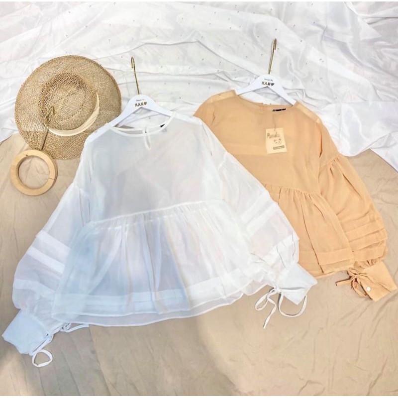 Áo Kiểu Babydoll Tơ Xước Kèm Áo 2 Dây Mặc Trong Siêu Xinh