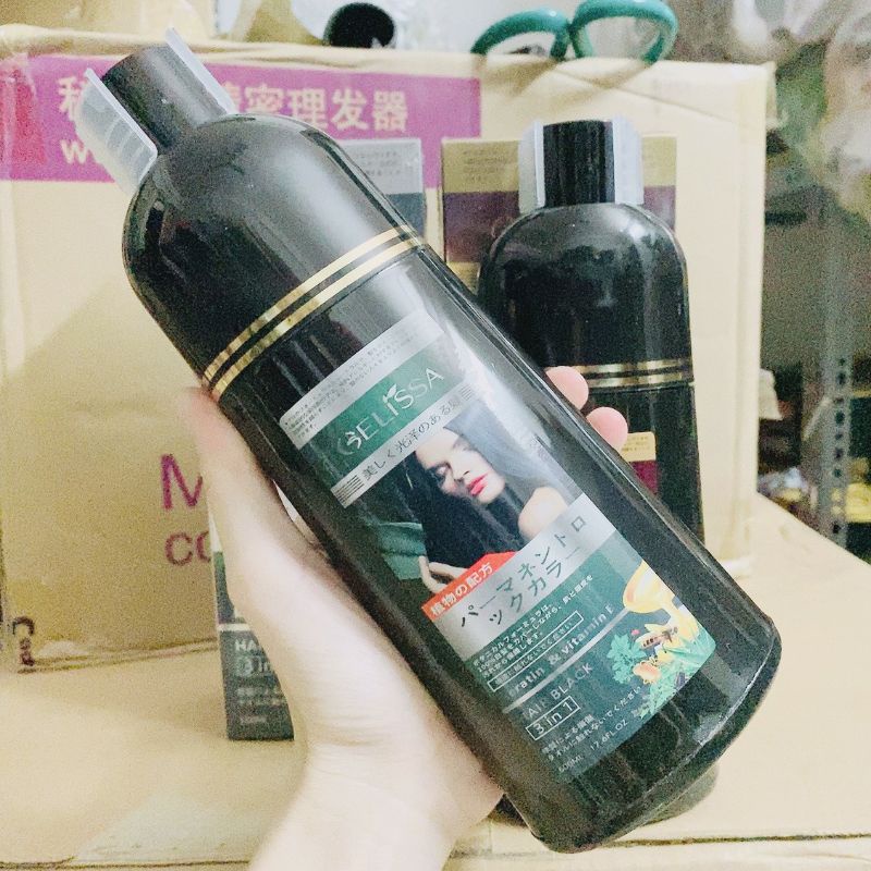 DẦU GỘI NÂU + ĐEN  ELISSA THẢO DƯỢC  PHỦ BẠC NHẬT BẢN 500ML