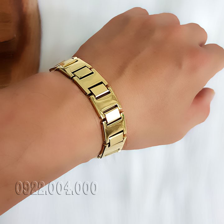 Lắc tay đá màu vàng bảng 1.5cm, lắc tay nam bảng trơn màu vàng LZ1621.