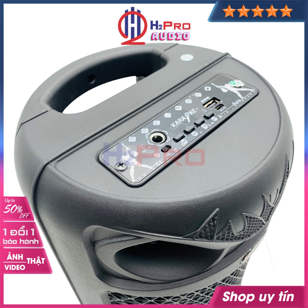 Loa Bluetooth Karaoke Mini, loa hát karaoke KIMISO QS-620 bass 16 cao cấp-Đèn led 7 màu, Tặng kèm 1 Micro có dây - H2pro