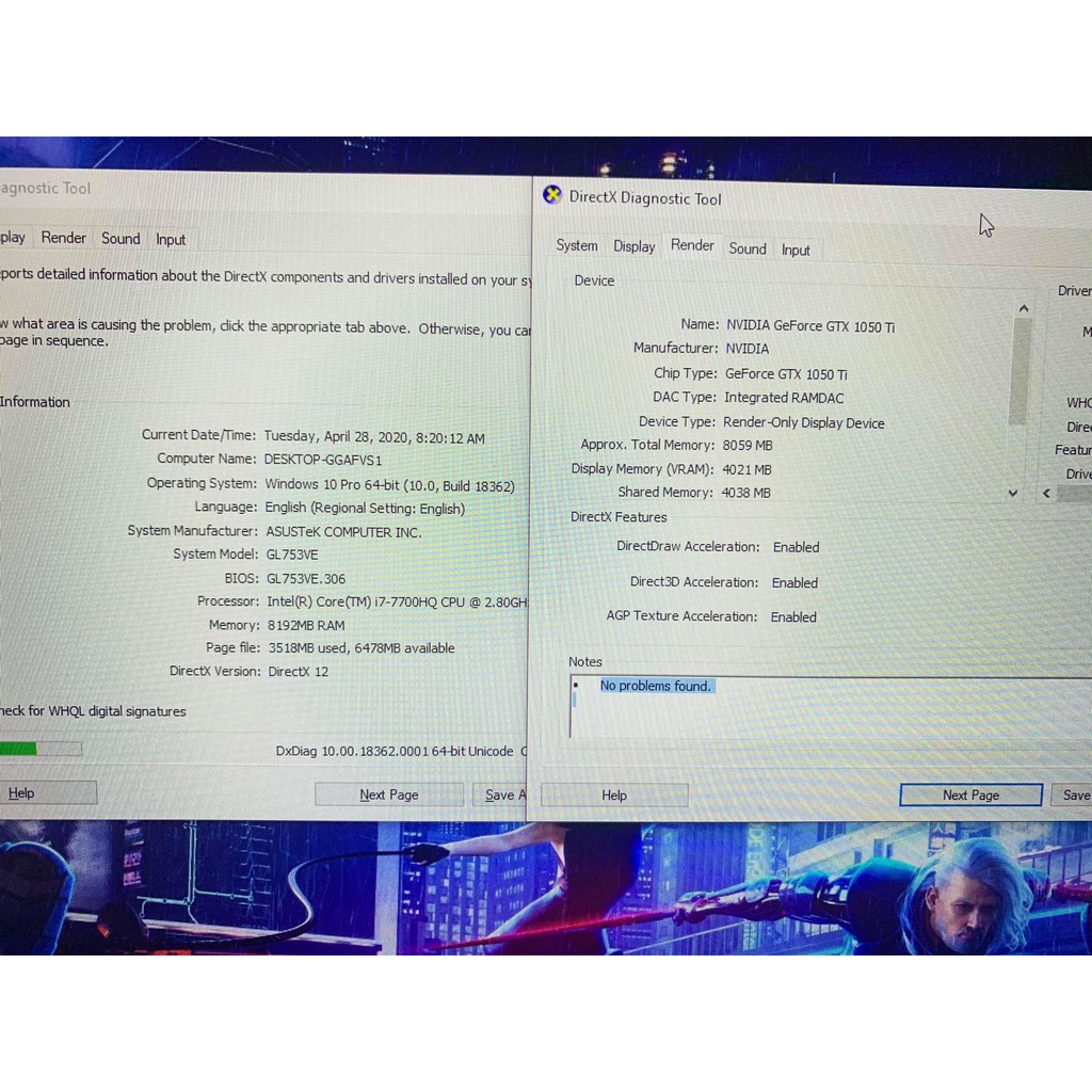 Máy tính gaming ROG GL753VE i7 7700 Ram 8G SSD M2 128G HDD 1000Gb Màn 17.3 FHD GTX 1050ti 4G
