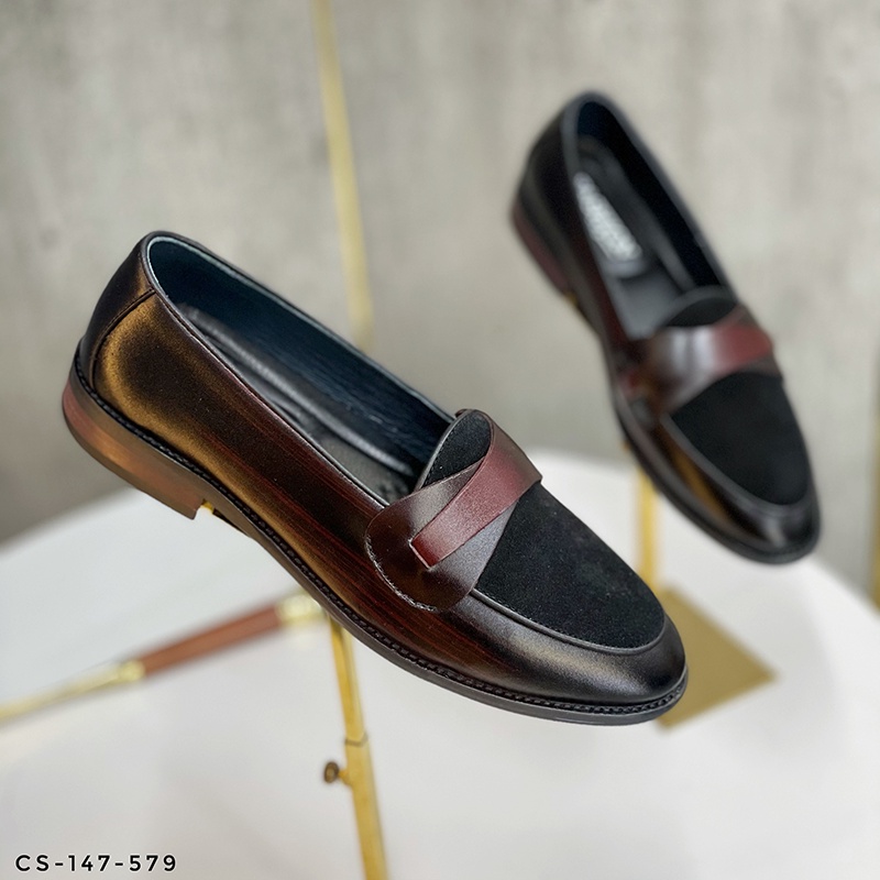 Giày Lười Nam Patina Thời Trang 💥 Chất Da Bò 100% 🎁 Đế PHÍP Chắc Chắn Cao 3.5cm 💥 CS-147