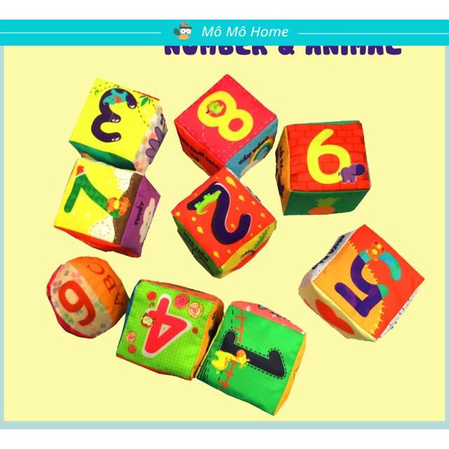 [ Tặng 1 Bóng Tròn] Bộ hình khối xúc xắc 8 hình lập phương tăng tư duy logic và vận động cho bé - Mô Mô Home