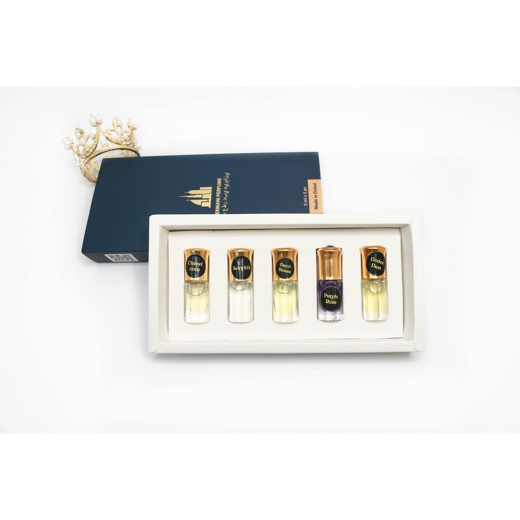 [CHÍNH HÃNG]Tinh Dầu Nước Hoa Dubai ,Set 5 Mùi Nước Hoa Quyến Rũ,Sang Trọng, Đẳng Cấp Cho Cả Nam & Nữ - Combo Set 5 mini | Thế Giới Skin Care