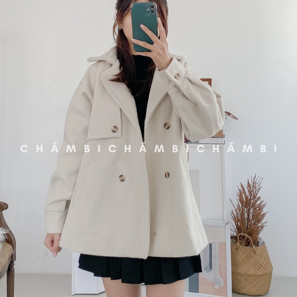 Áo Khoác Dạ Nữ Tay Bo Cổ Vest Kèm Đai Lưng Cực Xịn - A.121