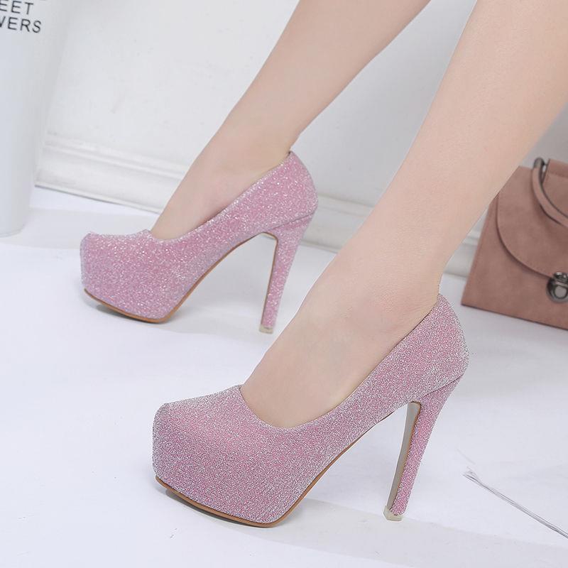 Giày Cao Gót Mũi Tròn Siêu Cao Chống Thấm Nước Kiểu Hàn Quốc Thời Trang Mùa Xuân 2019 Mới