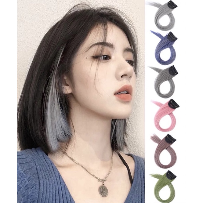 Tóc Giả Kẹp High light 50cm-Tóc Nối Nhuộm Ombre Thẳng Phong Cách Hàn Quốc