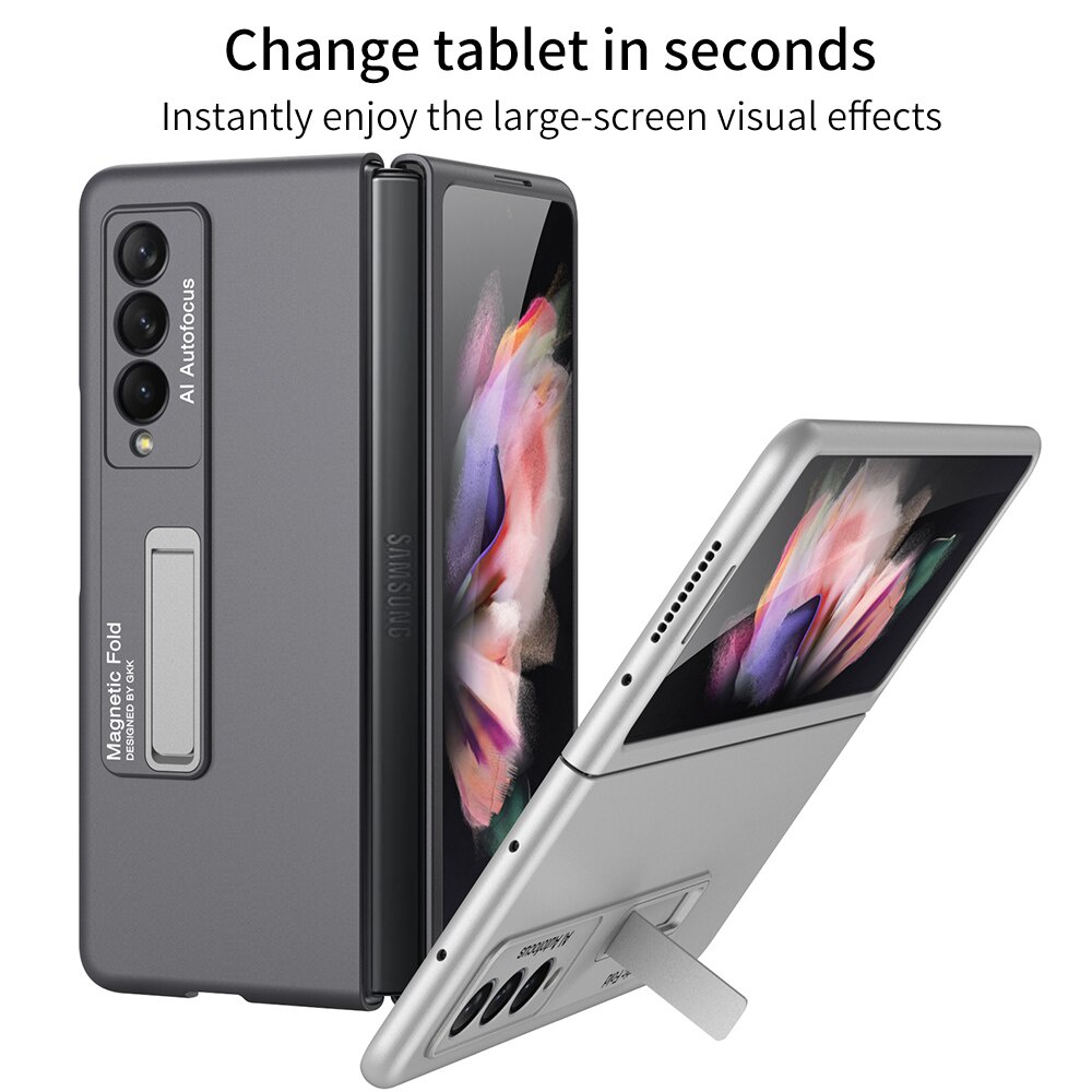 Ốp điện thoại nhựa cứng nhám chống va đập có giá đỡ nam châm cho Samsung Galaxy Z Fold 3 5G