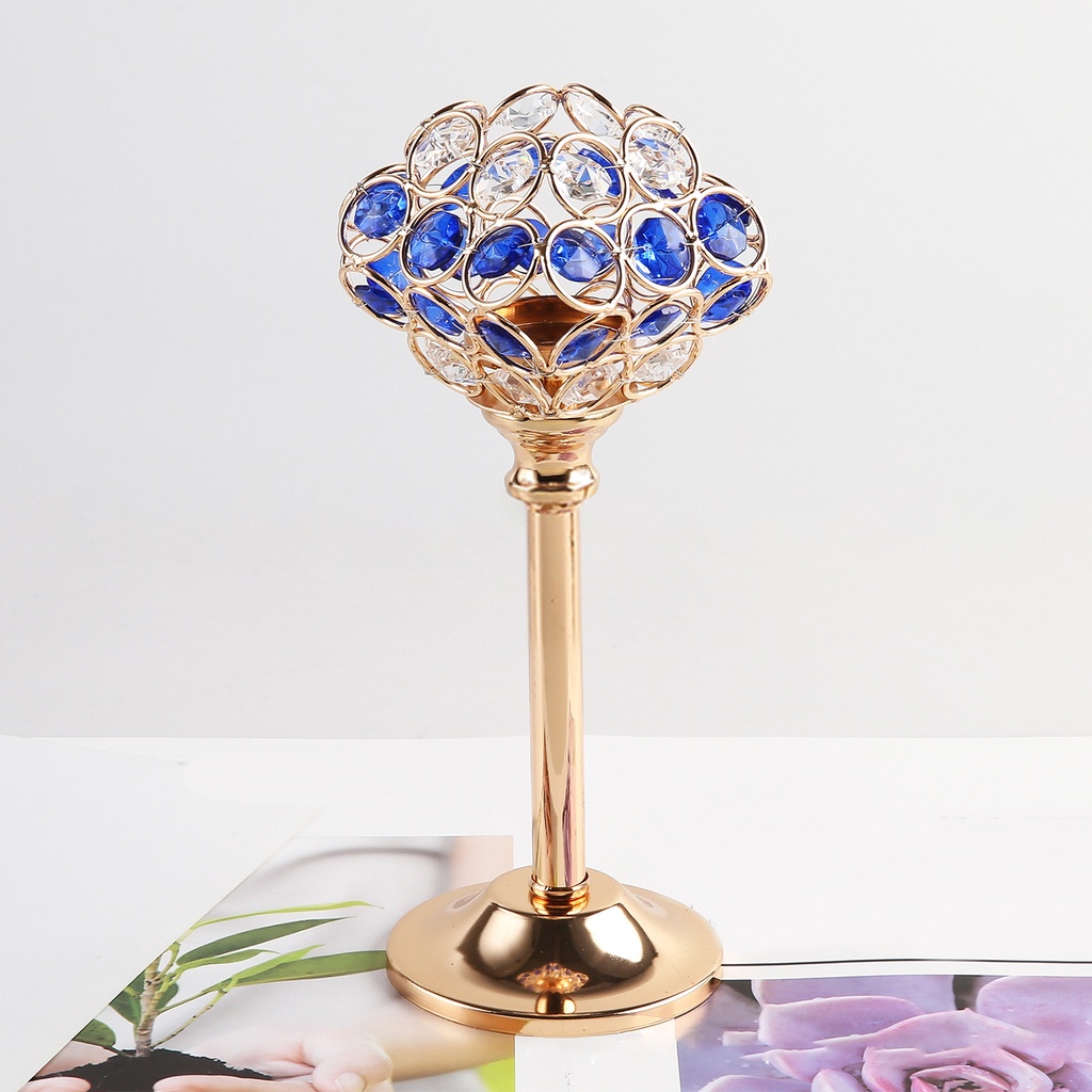 Giá Đỡ Đèn Cầy Bằng Sắt Màu Vàng Pha Lê Sang Trọng Trang Trí Nhà Thờ / Văn Phòng Yoyoyo01