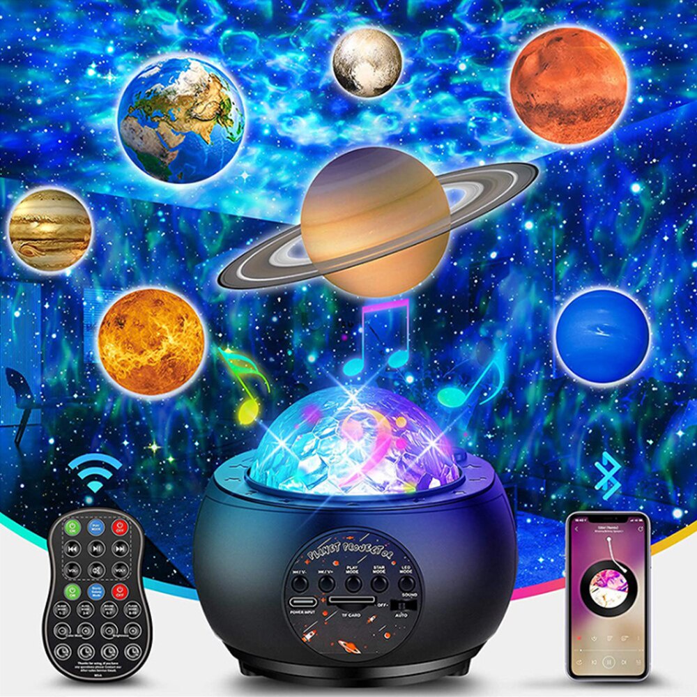 Máy Chiếu Đèn LED Chiếu Hình Sao / Hành Tinh Nhiều Màu Sắc Kết Nối Bluetooth Phát Nhạc Trang Trí Phòng Ngủ Cho Bé