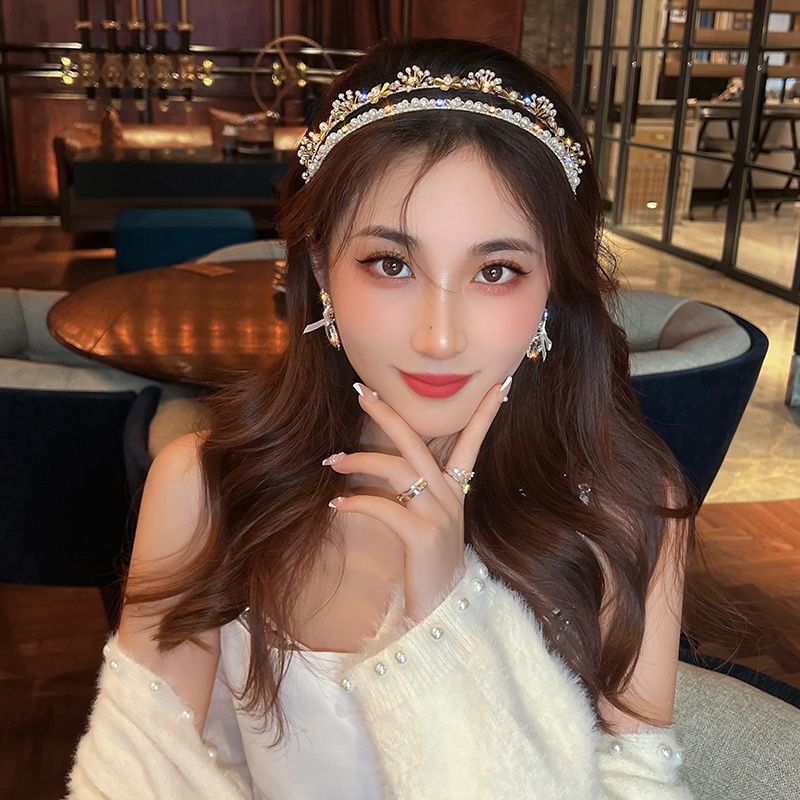 Băng Đô Cài Tóc Đính Đá Ngọc Trai Sang Trọng Thời Trang Cho Nữ