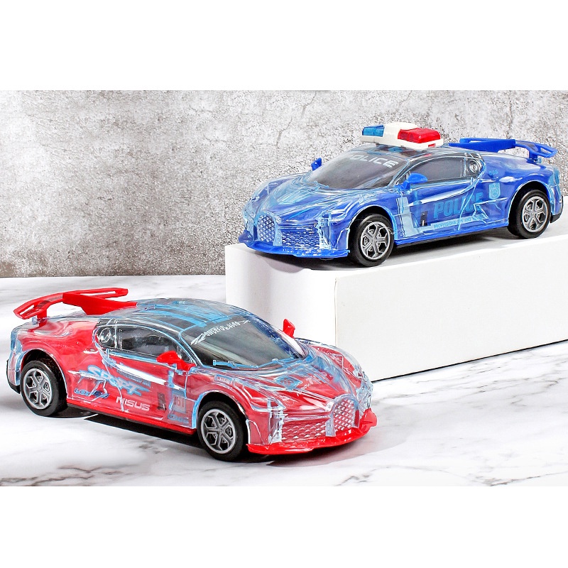 Ô Tô Cảnh Sát Phát Nhạc Phát Sáng, Tránh Vật Cản, Nhựa ABS Siêu Bền, An Toàn