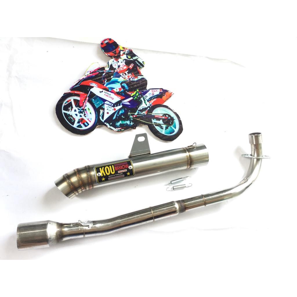 Pô KOU inox 304 FULL CỔ INOX THẲNG WAVE, SI, CUP, DREAM, EXCITER, WINER, SONIC, RAIDER FI, SATRIA, GSX
