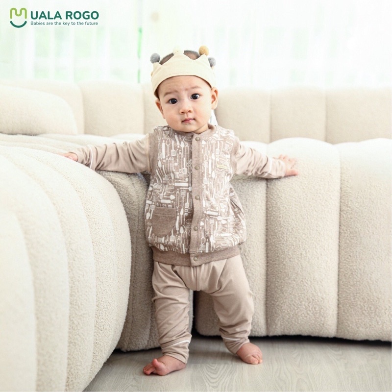 Ualrogo Áo gile cho bé Ualrogo 0-2 tuổi vải cotton giữ ấm họa tiết cúc giữa