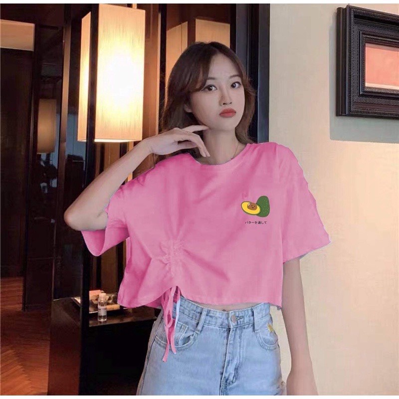 Áo Thun Kiểu Cột Dây Trái Bơ Siêu Xinh