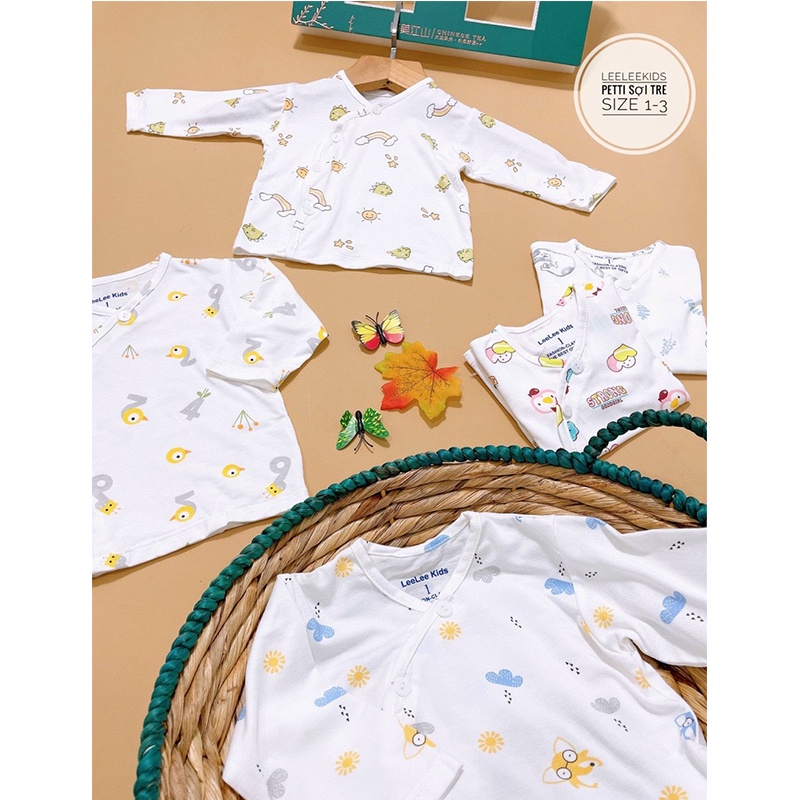 Đồ bộ dài tay cho bé sơ sinh, quần áo sơ sinh bé trai bé gái họa tiết đáng yêu vải pettit sợi tre mềm mịn _ B60