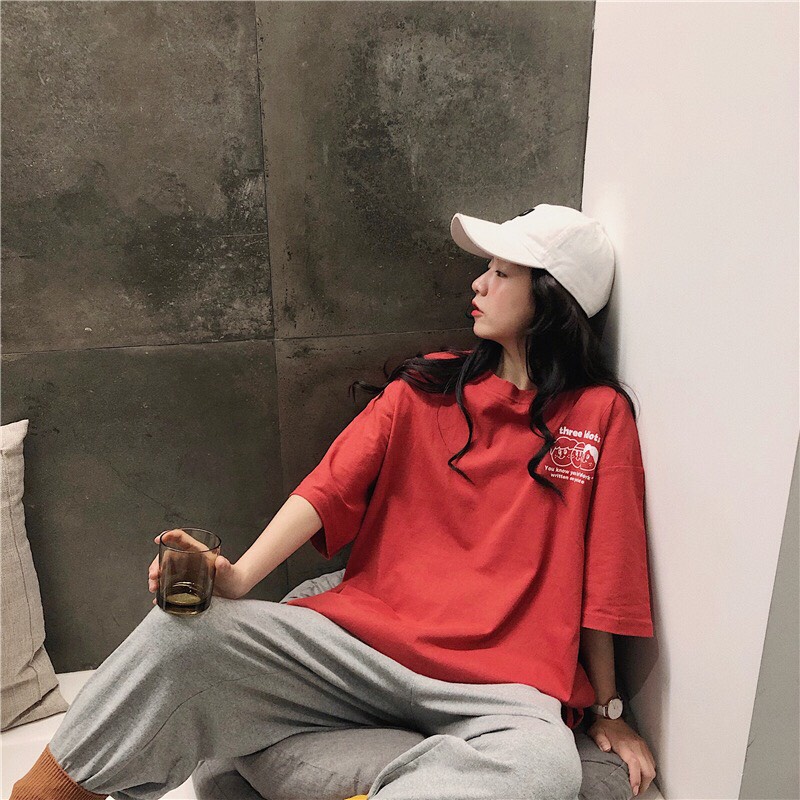 Sét Áo phông logo  +quần bom chun, Áo thun from rộng, Chất đẹp không xù, quần suông ống rộng, Sét bộ mặc ở nhà - MODY