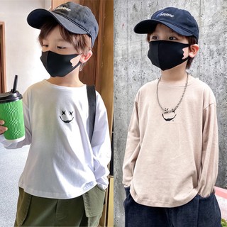 AB285 -Áo phông bé trai trơn mặt cười sz 90-150, áo cho bé dài tay thu đông