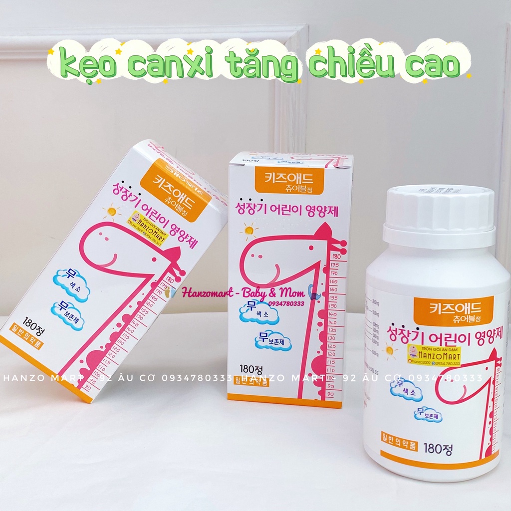 Canxi cho bé KẸO NGÂM CANXI TĂNG CHIỀU CAO (hộp 180v)