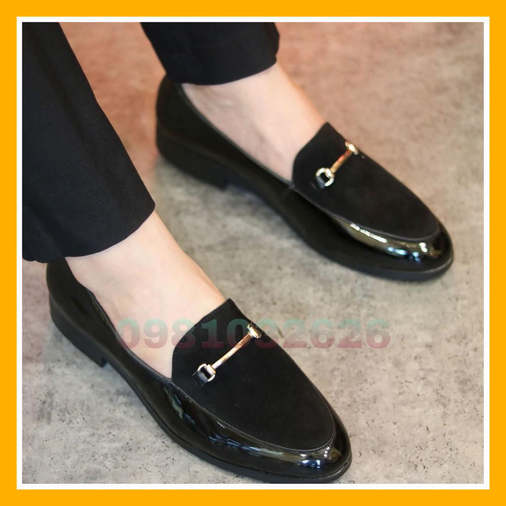 Giày Nam Giá Rẻ Da Bóng Xung Quanh, Mặt Nỉ Nhung - Mã L190
