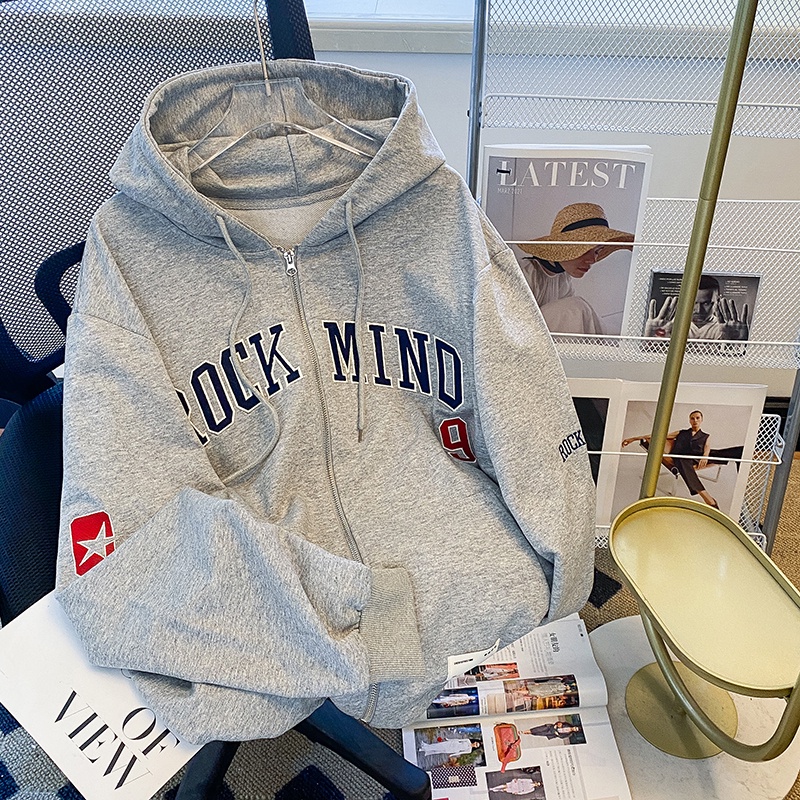 ZHELIHANGFEI Áo Khoác Hoodie Tay Dài Thêu Họa Tiết Xinh Xắn Dễ Phối Đồ