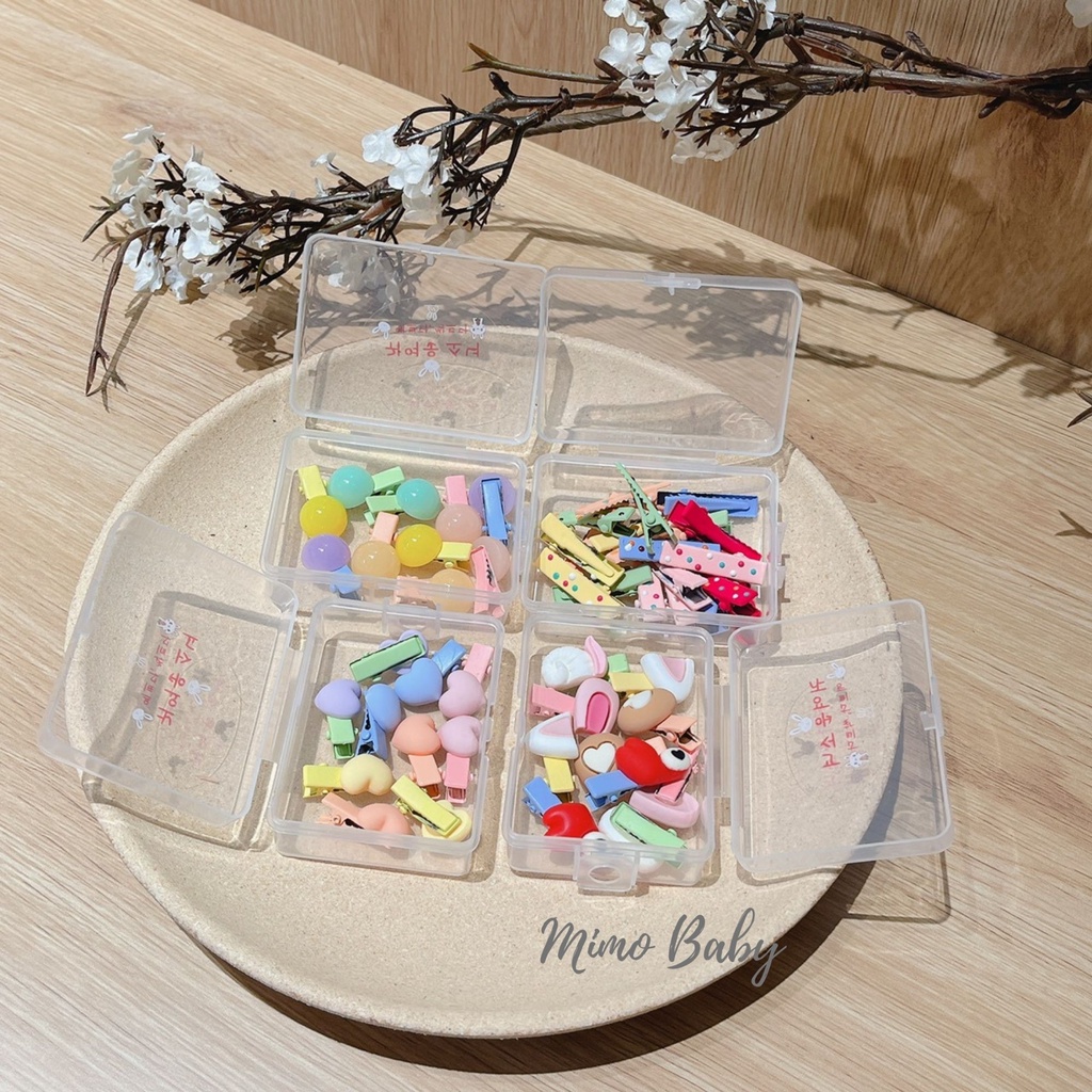 Hộp kẹp mini hình tai thú, kẹp trơn màu sắc dễ thương cho bé gái Mimo baby KT19