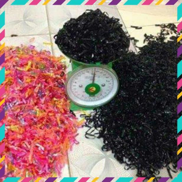 Túi 100 gram chun nịt buộc tóc, 1 lạng chun cột tóc đen và nhiều màu