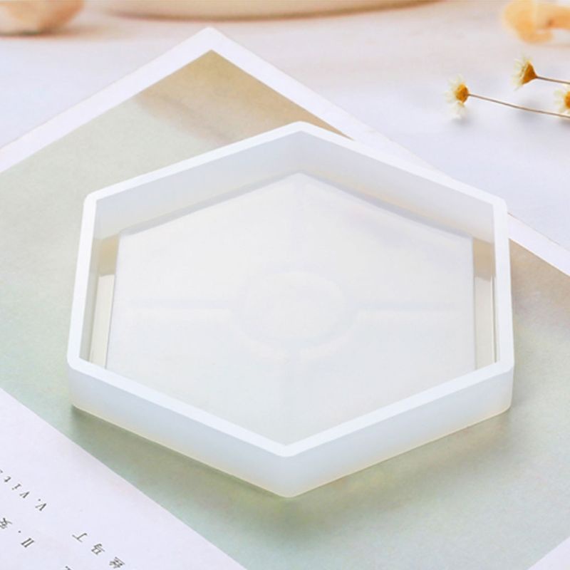 Bộ 4 / 6 Khuôn Silicone Hình Lục Giác Làm Nhựa Epoxy