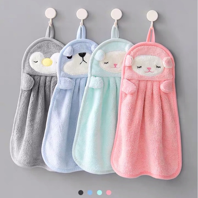 Khăn lau tay nhà bếp dễ thương động vật vải cotton mềm mịn siêu thấm, khăn đa năng treo tường size 36*25cm