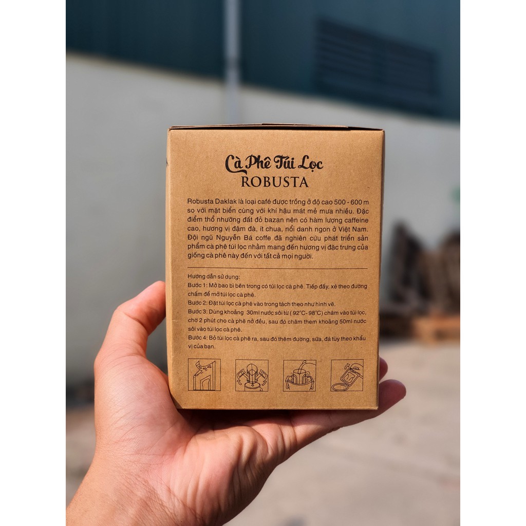 Cà phê túi lọc cafe phin giấy ROBUSTA nguyên chất 100% đắng nhẹ hương quyến rũ hộp 10 túi 15g - Nguyễn Bá Coffee | BigBuy360 - bigbuy360.vn