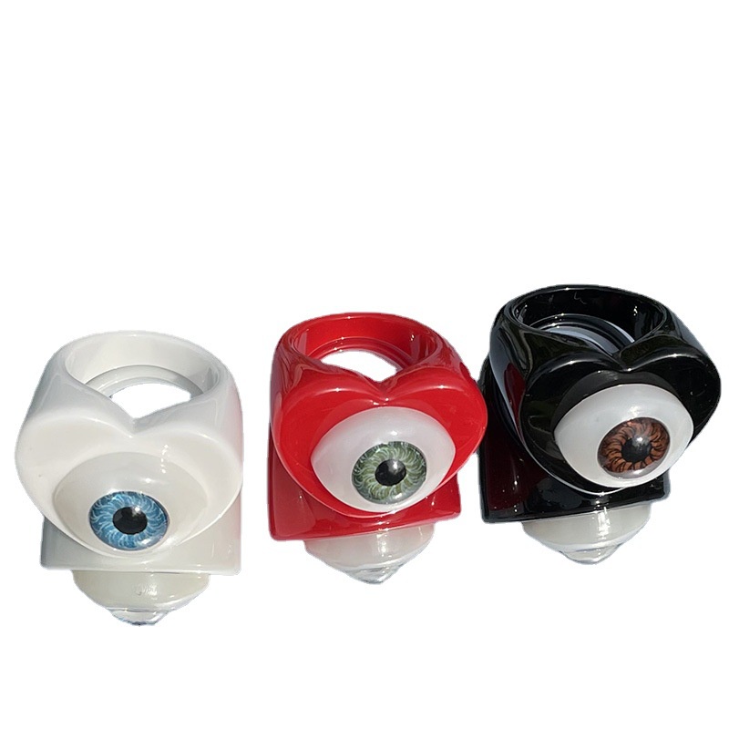 Nhẫn Nhựa Acrylic Hình Trái Tim Mắt Quỷ Nhiều Màu Thời Trang Punk Dành Cho Nam Nữ/Nữ