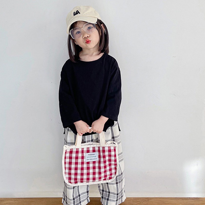 Túi Xách Canvas Cỡ Lớn Họa Tiết Caro Đơn Giản Phong Cách Retro Thời Trang Xuân Hè