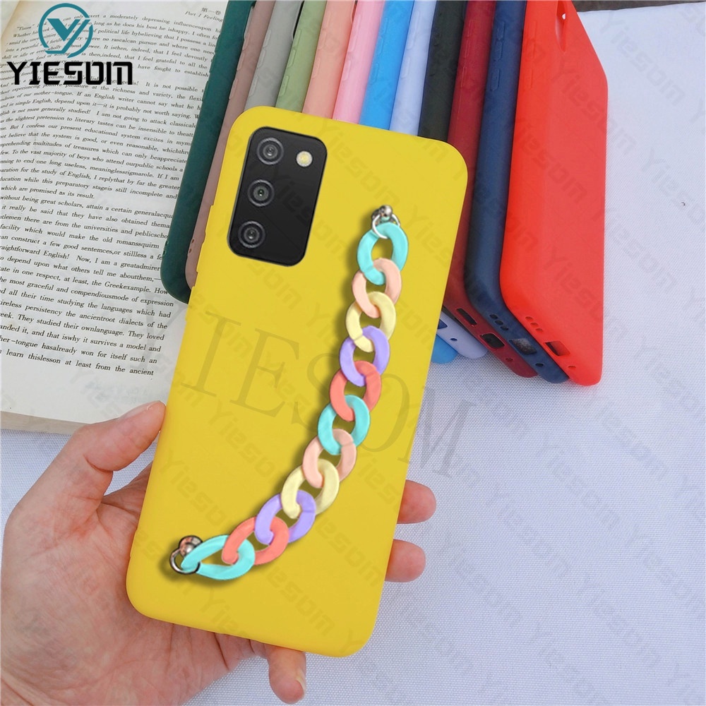 Ốp Điện Thoại TPU Mềm Màu Kẹo Có Dây Đeo Tay Cho Samsung Galaxy A03S A03 A02S A02 A01