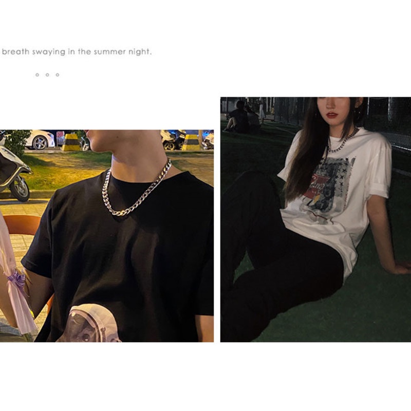 Vòng cổ dây xích thép titan dày cá tính đa năng trang trí cho cặp đôi