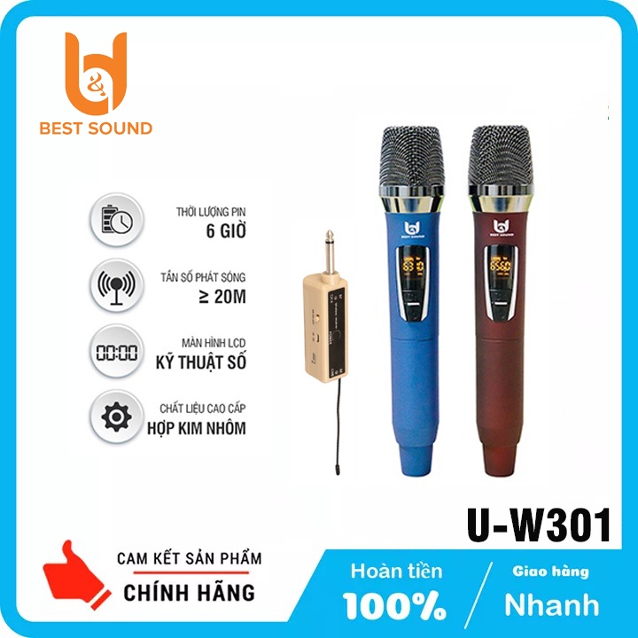 Bộ Micro Karaoke Không dây BS- W108 | WR20 | W301 | W003 Cao cấp, hiện thị tần số, Chuyên dụng cho mọi Loa kéo, Amply