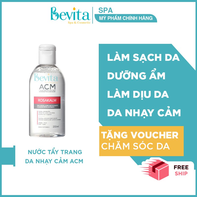 Nước tẩy trang da nhạy cảm ACM Rosakalm Cleansing Micellar Water 250ml, nước tẩy trang dịu nhẹ - Bevita