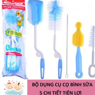[ Bộ cọ bình sữa và núm ti 5 chi tiết Mónhip ]